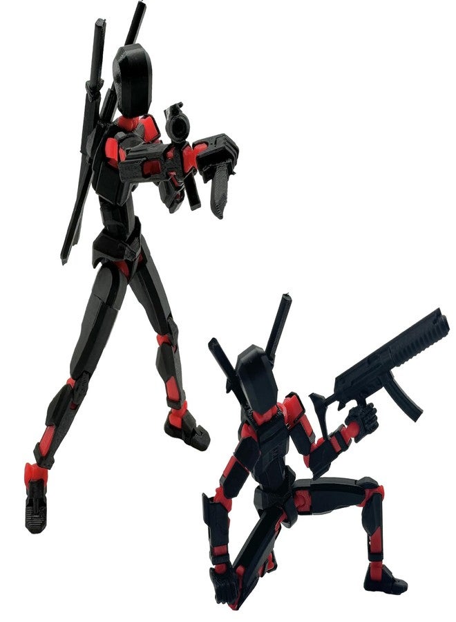 QAONIE (Assembly Completed) 3D Printed Figure 5.54-inch Dummy13 with Weapon Expansion Set, Full Body Mechanical Movable Toy, Desk Decoration. (Black) - Image 3